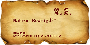Mahrer Rodrigó névjegykártya